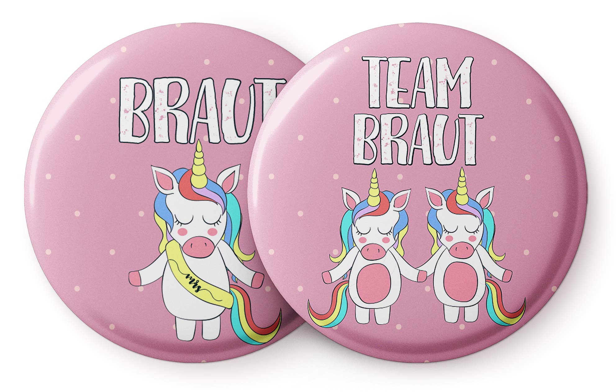 spielehelden-jga-frauen-einhorn-buttons-set-12er-56mm image 1