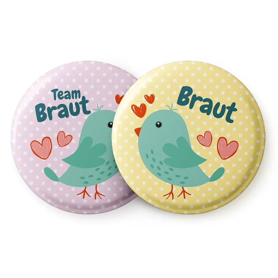 spielehelden-jga-frauen-vogelhochzeit-buttons-12er-set-56mm image 1
