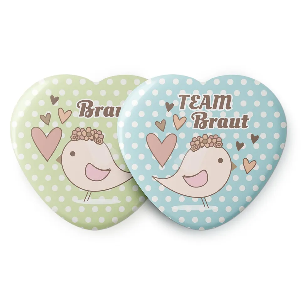 spielehelden-jga-frauen-herz-buttons-vogelhochzeit-12er-set image 1